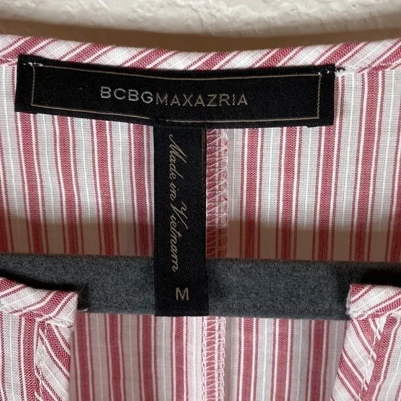 BCBGMaxAzria Striped Boho Long Sleeve Peasant Top Size M - Picture 5 of 7